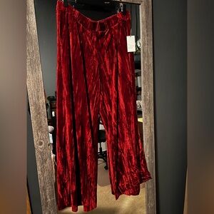 NWT XL Red velvet wide leg pants
